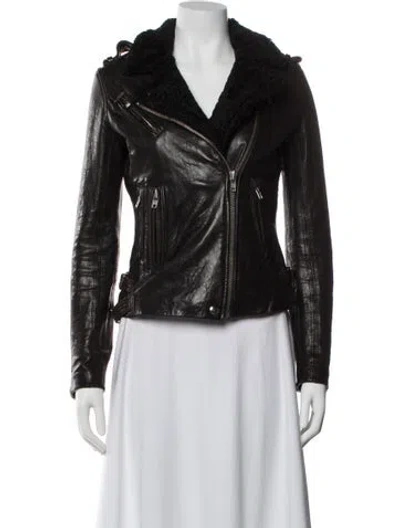 Pre-owned Iro Leather Fur Jacket In Black