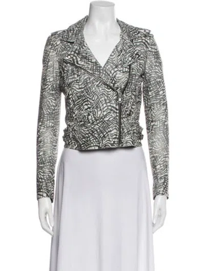 Pre-owned Iro Leather Graphic Print Biker Jacket In White