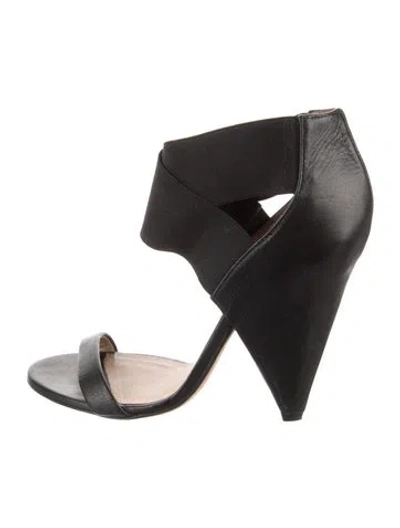 Pre-owned Iro Leather Grosgrain Trim Gladiator Sandals In Black
