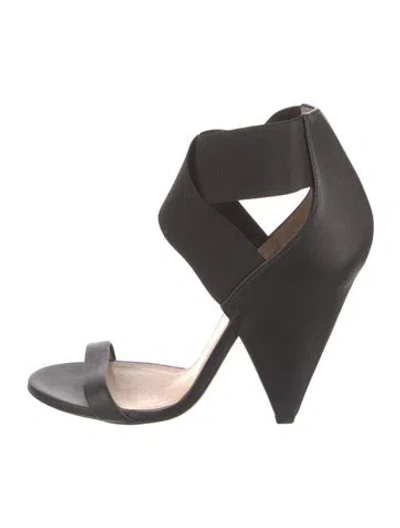 Pre-owned Iro Leather Grosgrain Trim Sandals In Black