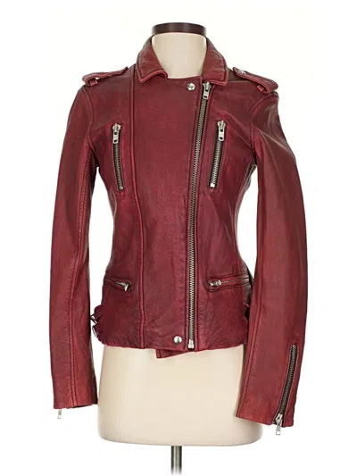 Pre-owned Iro Leather Jacket In Burgundy
