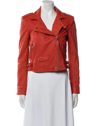 Pre-owned Iro Leather Jacket In Orange