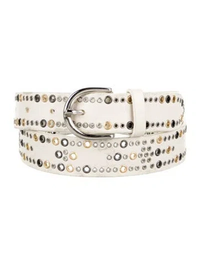 Pre-owned Iro Leather Lasercut Accents Waist Belt In White