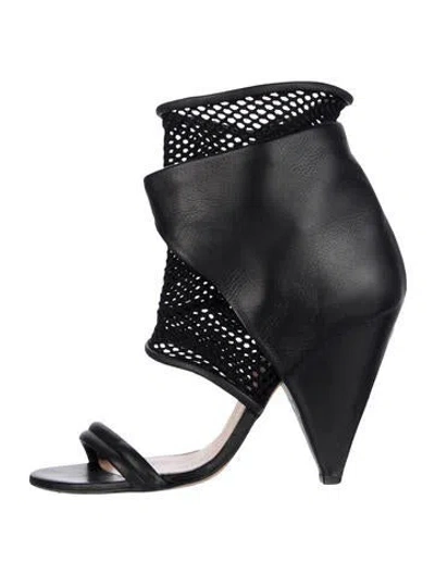 Pre-owned Iro Leather Mesh Accents Sandals In Black