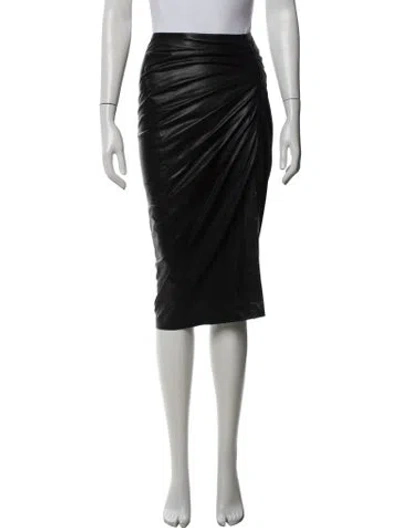Pre-owned Iro Leather Midi Length Skirt In Black