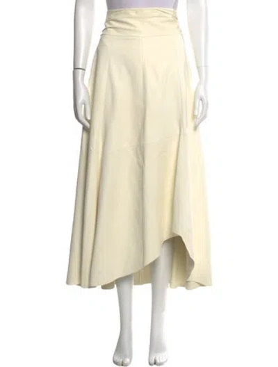 Pre-owned Iro Leather Midi Length Skirt In Yellow