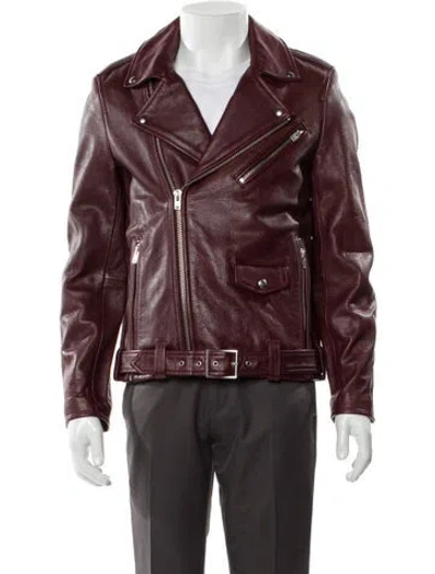 Pre-owned Iro Leather Moto Jacket W/ Tags In Burgundy