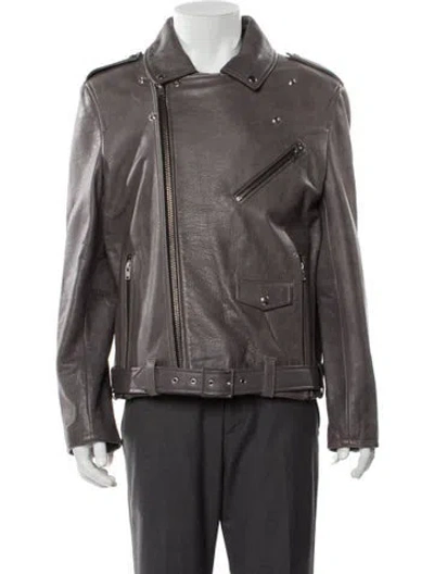 Pre-owned Iro Leather Moto Jacket W/ Tags In Gray