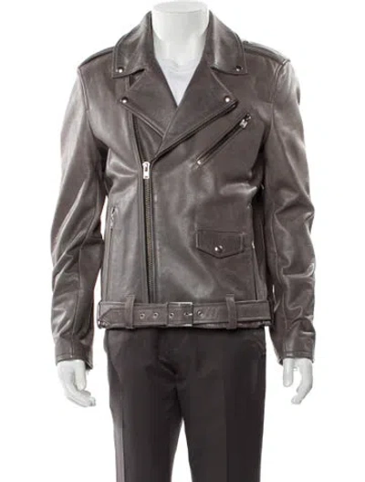 Pre-owned Iro Leather Moto Jacket W/ Tags In Gray