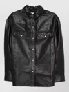 Iro Leather Shirt Cabana Style Buttoned Cuffs In Black
