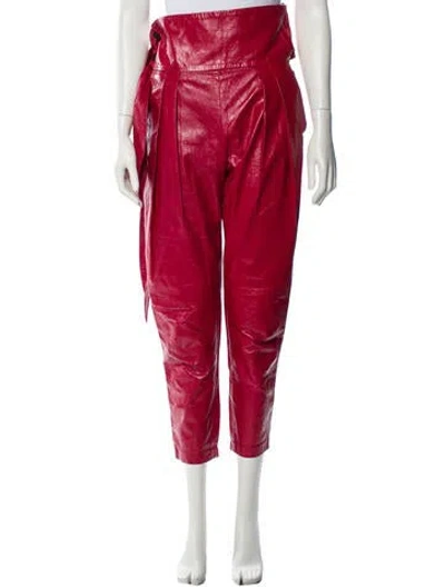 Pre-owned Iro Leather Skinny Leg Pants In Red