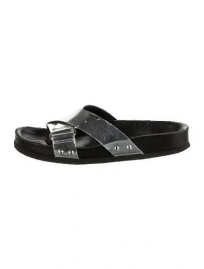 Pre-owned Iro Leather Slides In Black