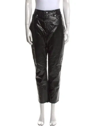 Pre-owned Iro Leather Straight Leg Pants In Black