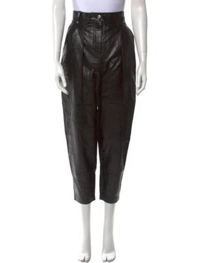 Pre-owned Iro Leather Straight Leg Pants In Black