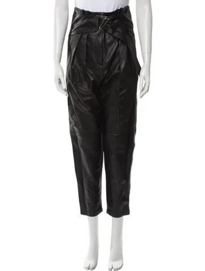 Pre-owned Iro Leather Straight Leg Pants In Black
