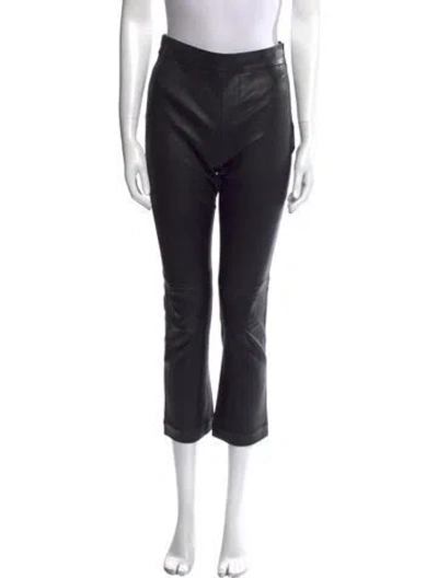 Pre-owned Iro Leather Straight Leg Pants In Black