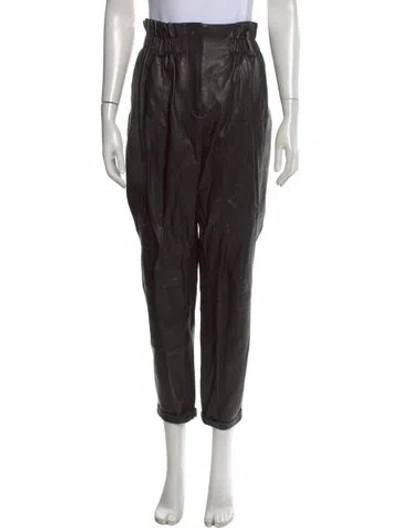 Pre-owned Iro Leather Straight Leg Pants In Black