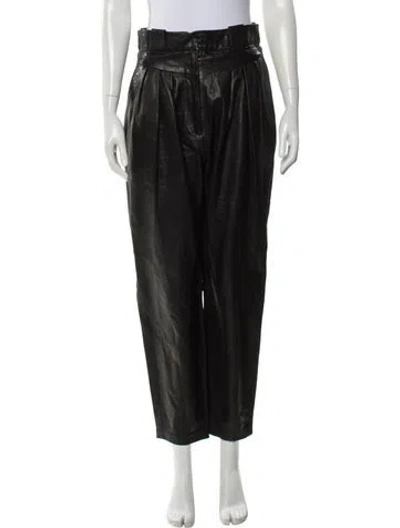 Pre-owned Iro Leather Straight Leg Pants In Gray