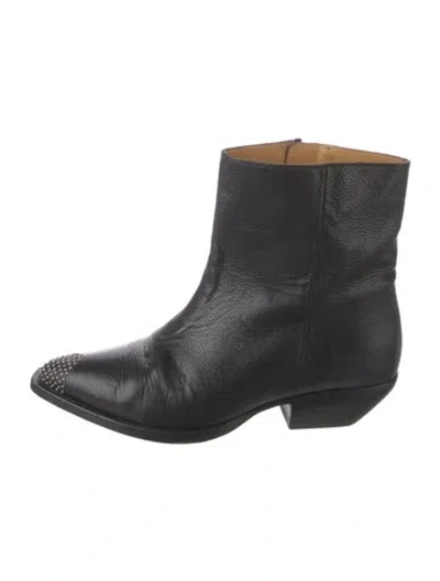Pre-owned Iro Leather Studded Accents Boots In Black