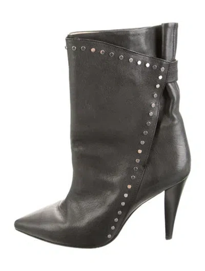 Pre-owned Iro Leather Studded Accents Boots In Black