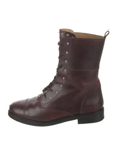 Pre-owned Iro Leather Studded Accents Combat Boots In Brown