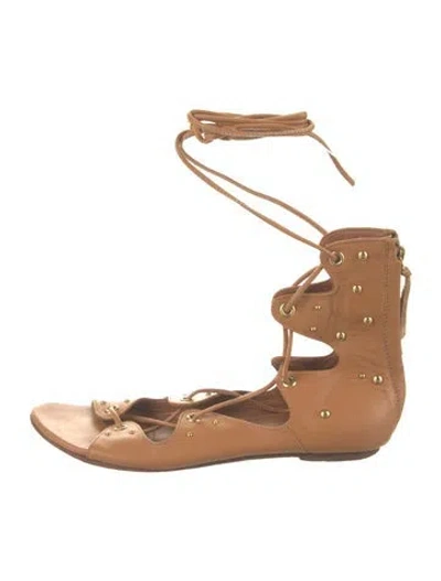 Pre-owned Iro Leather Studded Accents Gladiator Sandals In Brown
