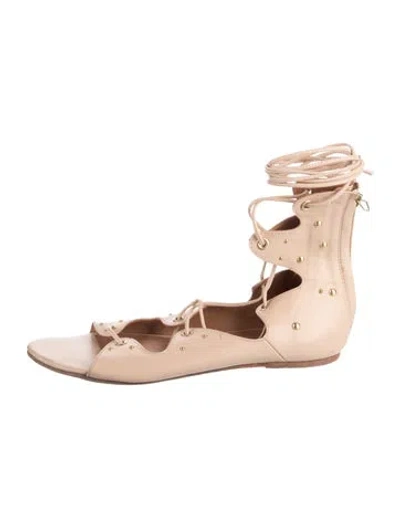 Pre-owned Iro Leather Studded Accents Gladiator Sandals In Neutrals