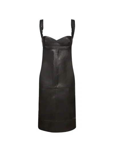 Iro Leather Sweetheart-neck Midi Dress In Black