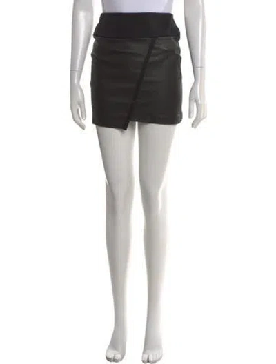 Pre-owned Iro Leather Trim Embellishment Mini Skirt In Black