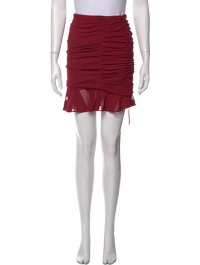 Pre-owned Iro Leather Trim Embellishment Mini Skirt In Burgundy