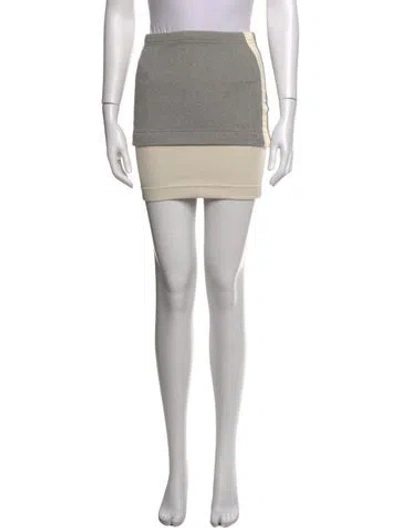 Pre-owned Iro Leather Trim Embellishment Mini Skirt In Grey