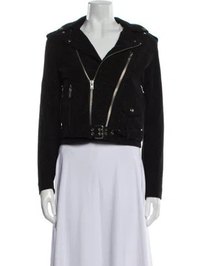 Pre-owned Iro Leather Tweed Pattern Jacket In Black