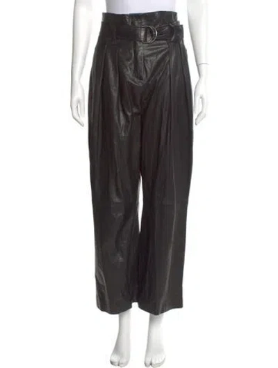 Pre-owned Iro Leather Wide Leg Pants In Black