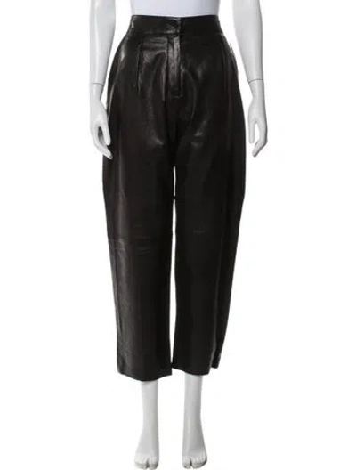 Pre-owned Iro Leather Wide Leg Pants In Black