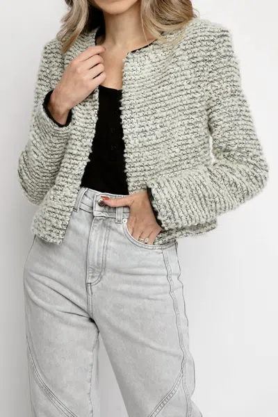 Iro Ledisi Crop Long Sleeve Jacket In Black And White In Gray