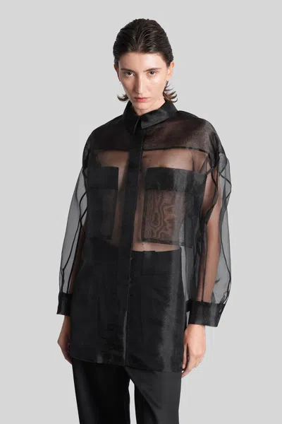 IRO LEONIE SHIRT IN BLACK POLYESTER