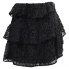 Iro Leopard-accent Mini Tiered Skirt In Black Silk In Black