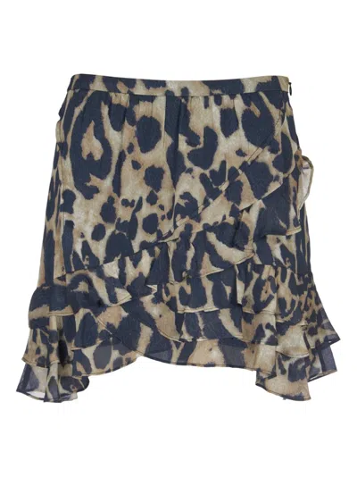 Iro Leopard Print Mini Skirt In Brown