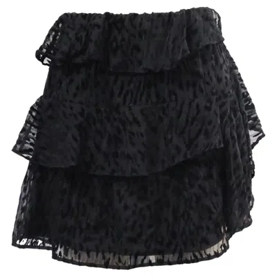 Pre-owned Iro Leopard-accent Mini Tiered Skirt In Black Silk