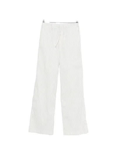 Iro Lia Cotton Blend Striped Wide Leg Trousers In White