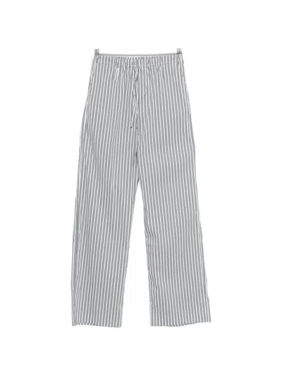 Iro Lia Striped Cotton Blend Wide Leg Trousers In White