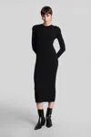 Iro Cashmere Long-sleeve Midi Dress In Black