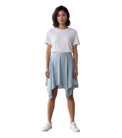 Iro Light Blue Stripes Knee Length Skirt