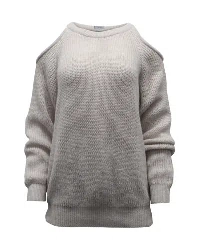 Iro Lineisy Cold Shoulder Ribbed Knit Sweater In Light Beige Acrylic In Grey