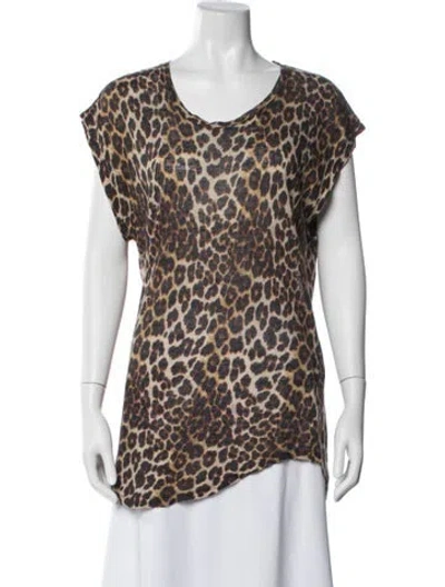 Pre-owned Iro Linen Animal Print Top In White