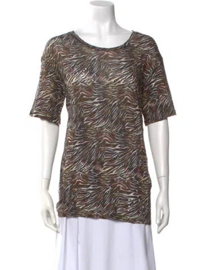 Pre-owned Iro Linen Animal Print T-shirt In Black