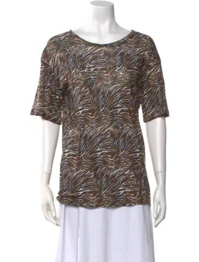 Pre-owned Iro Linen Animal Print T-shirt In Black