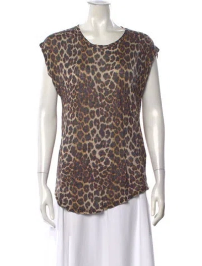 Pre-owned Iro Linen Animal Print T-shirt In Neutral