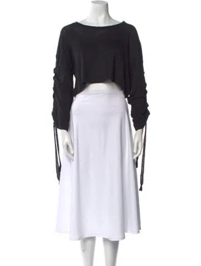 Pre-owned Iro Linen Bateau Neckline Crop Top In Gray