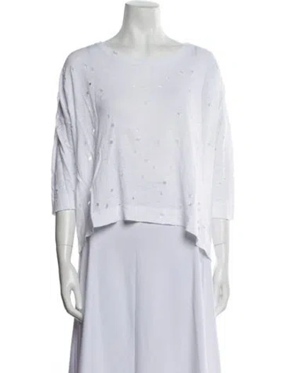 Pre-owned Iro Linen Bateau Neckline Crop Top In White